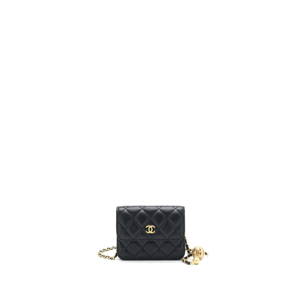 Chanel pearl crush Belt Bag Black with  serial 30
