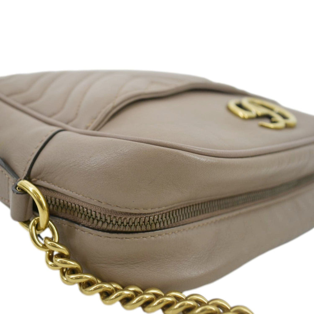 GUCCI GG Marmont Matelasse Leather Crossbody Bag Dust Pink 443499