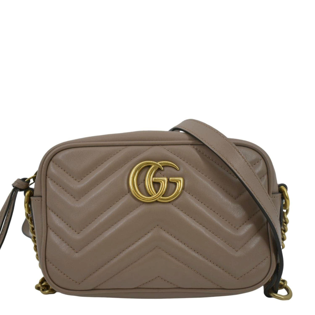 GUCCI GG Marmont Mini Matelasse Leather Crossbody Bag Dust Pink 448065