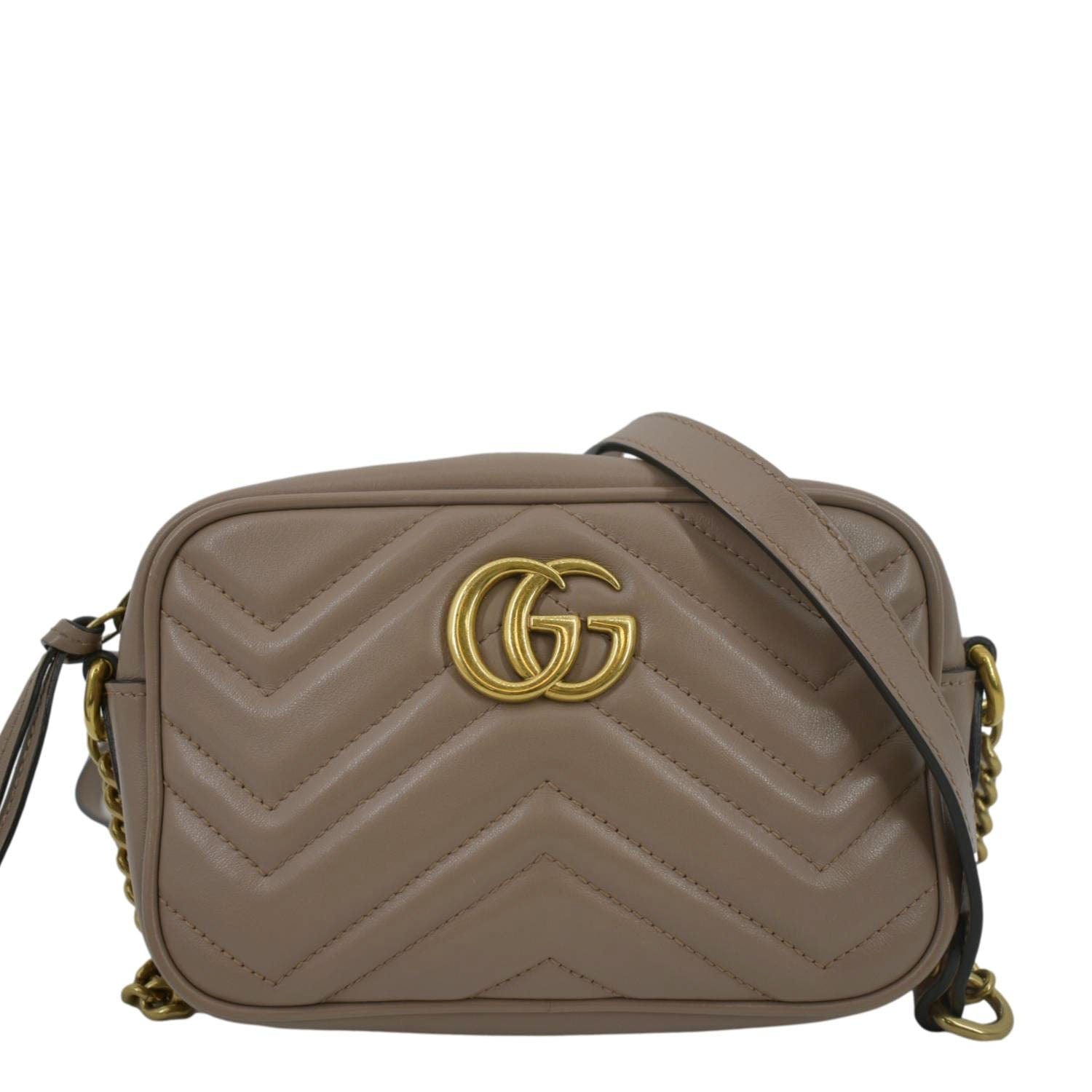 GUCCI GG Marmont Mini Matelasse Leather Crossbody Bag Dust Pink 448065