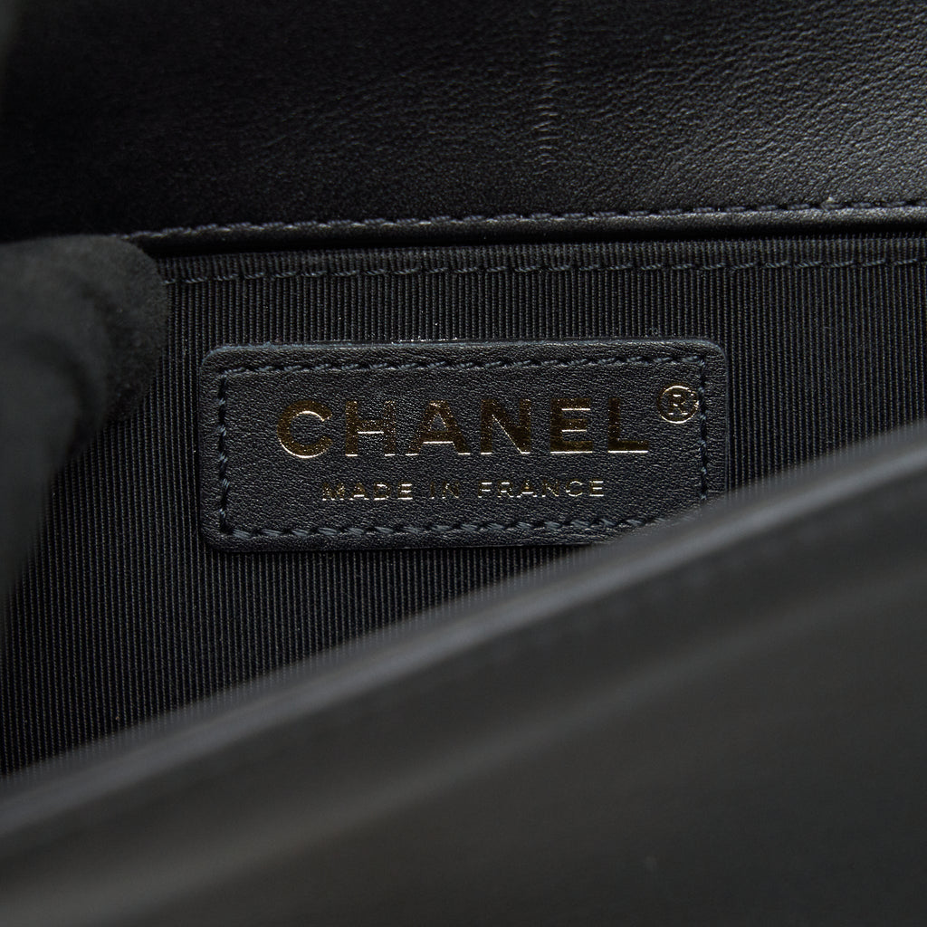 Chanel small boy Bag Calfskin Black with  serial27