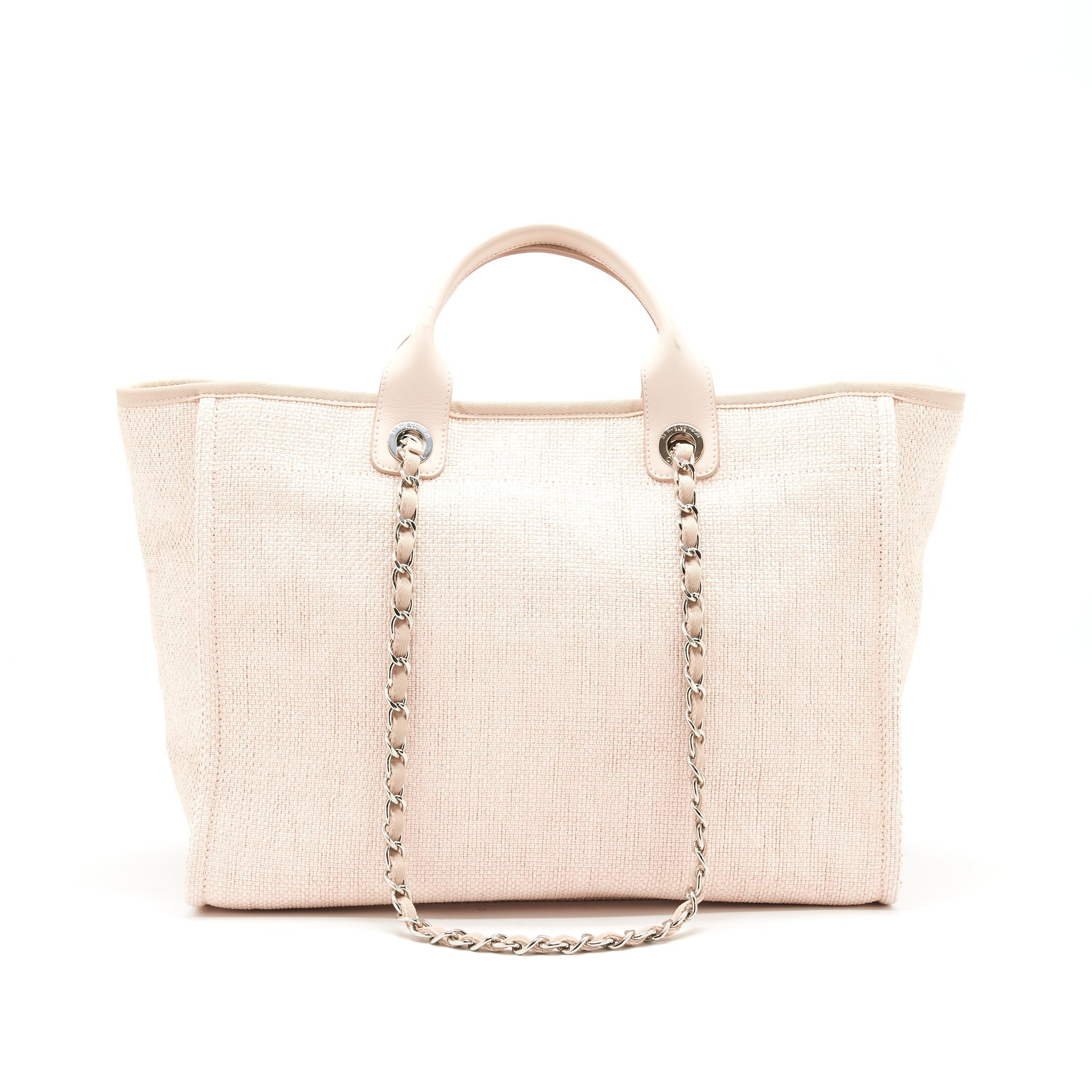 CHANEL DEAUVILLE MM TOTE BAG CANVAS PINK