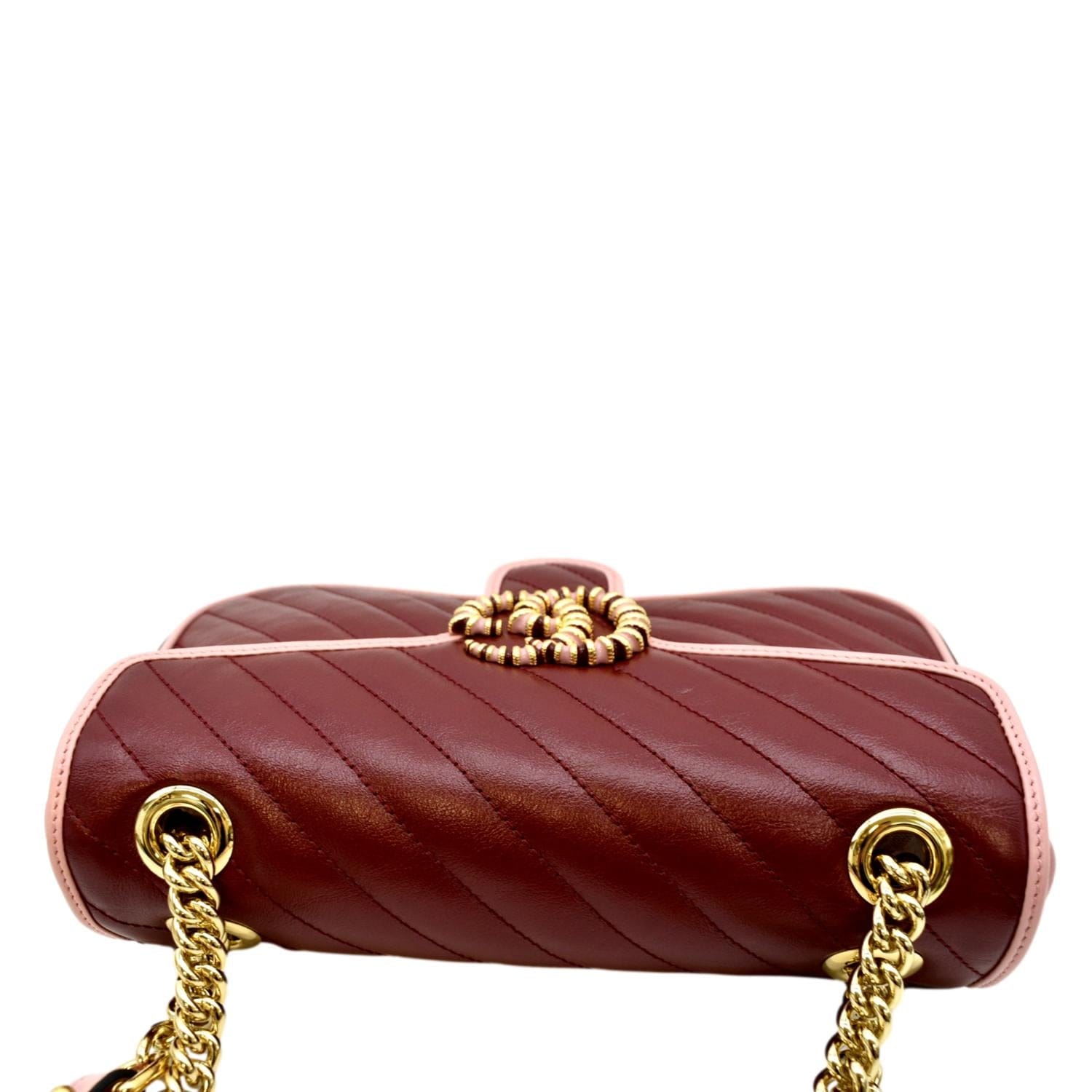 GUCCI GG Marmont Matelasse Leather Shoulder Bag Red 443497
