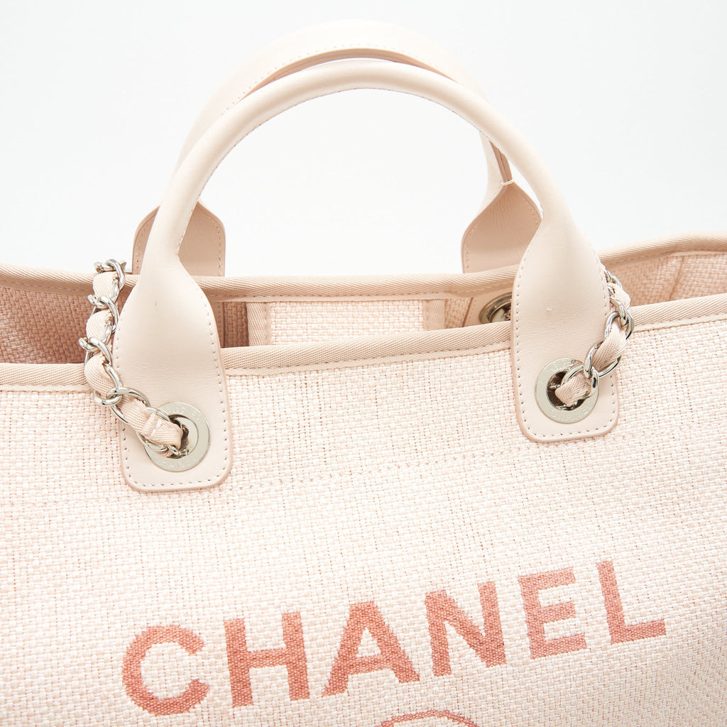 CHANEL DEAUVILLE MM TOTE BAG CANVAS PINK
