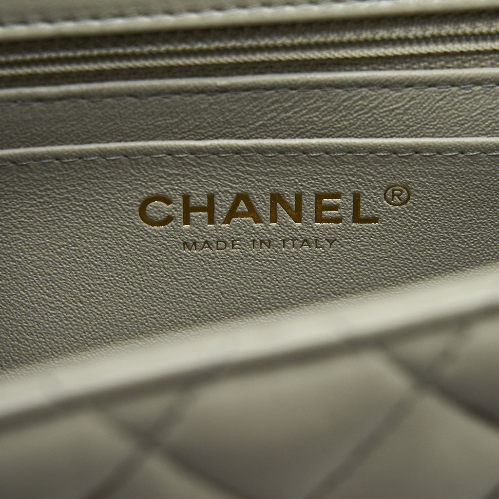 Chanel 22C Mini Square Flap Bag Lambskin Light Grey L