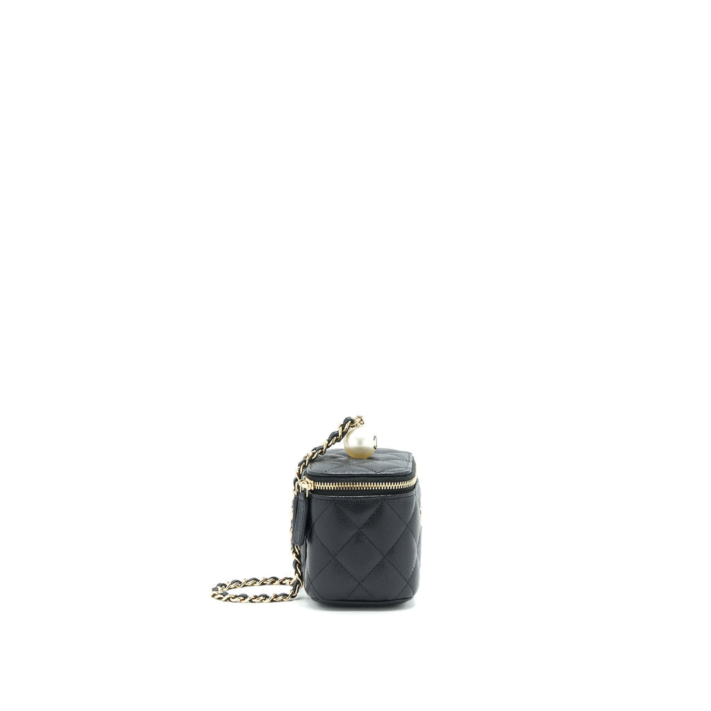 Chanel small Vanity Clutch with Chain with CC Pearl Caviar Black L