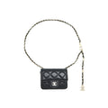 Chanel Flap  Holder Belt Bag With Chain Lambskin Black L