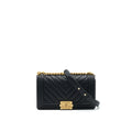 Chanel Chevron medium Boy Chanel Handbag Caviar Black