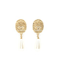 Chanel Pearl Drop Earrings With Crystals