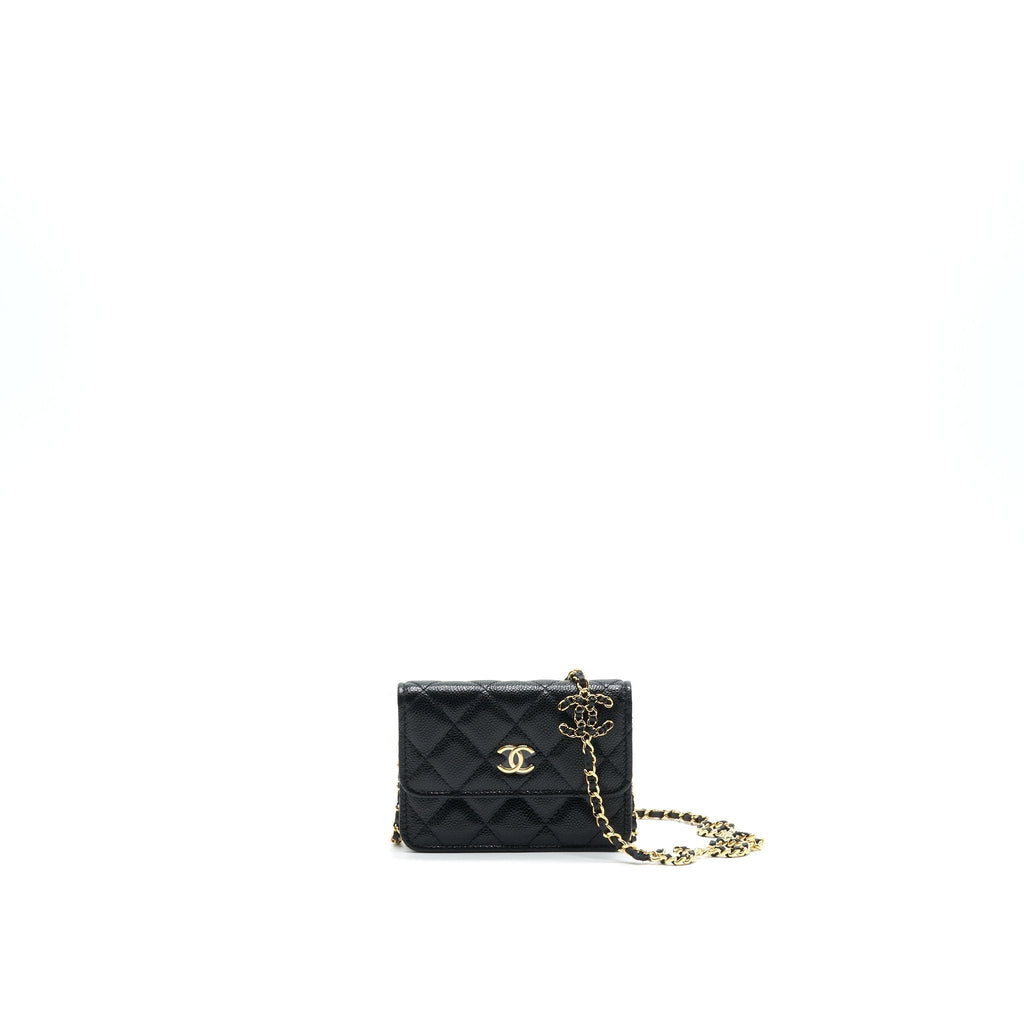 Chanel 21A Flap  Holder With Chain Black