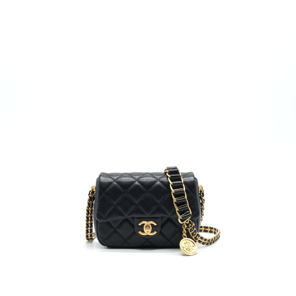Chanel 21A Mini Square Flap Bag Caviar Black