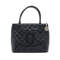 Chanel Vintag Medallion Tote Bag Caviar Black