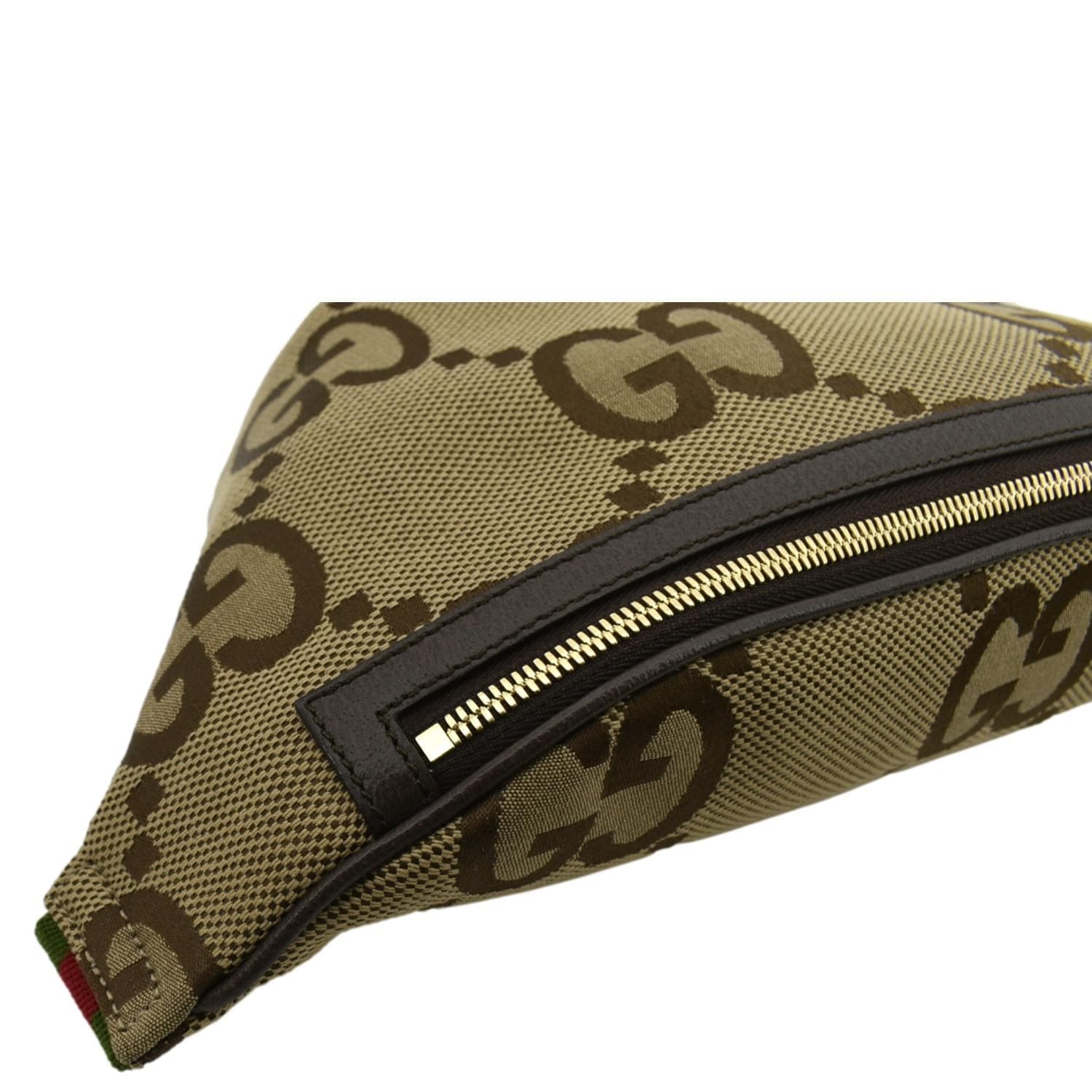 GUCCI Jumbo GG Canvas Leather Belt Bag Brown 696031