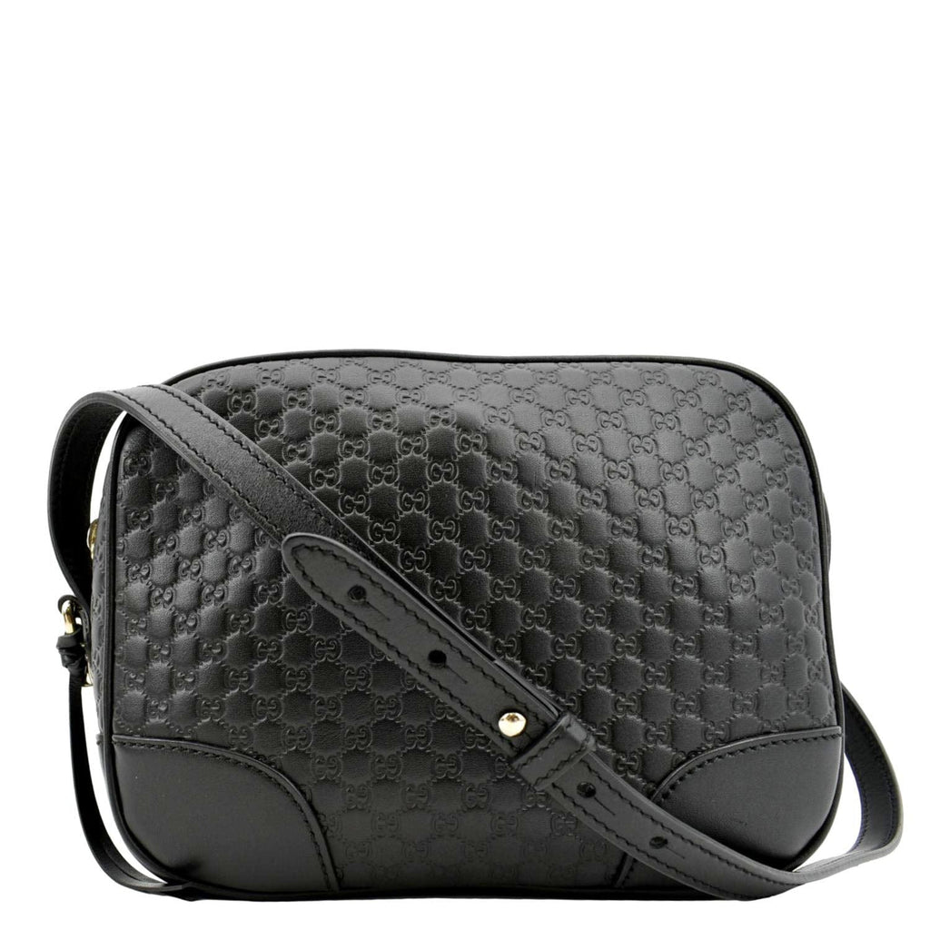 GUCCI Bree Mini GG Microguccissima Leather Crossbody Bag Black 449413