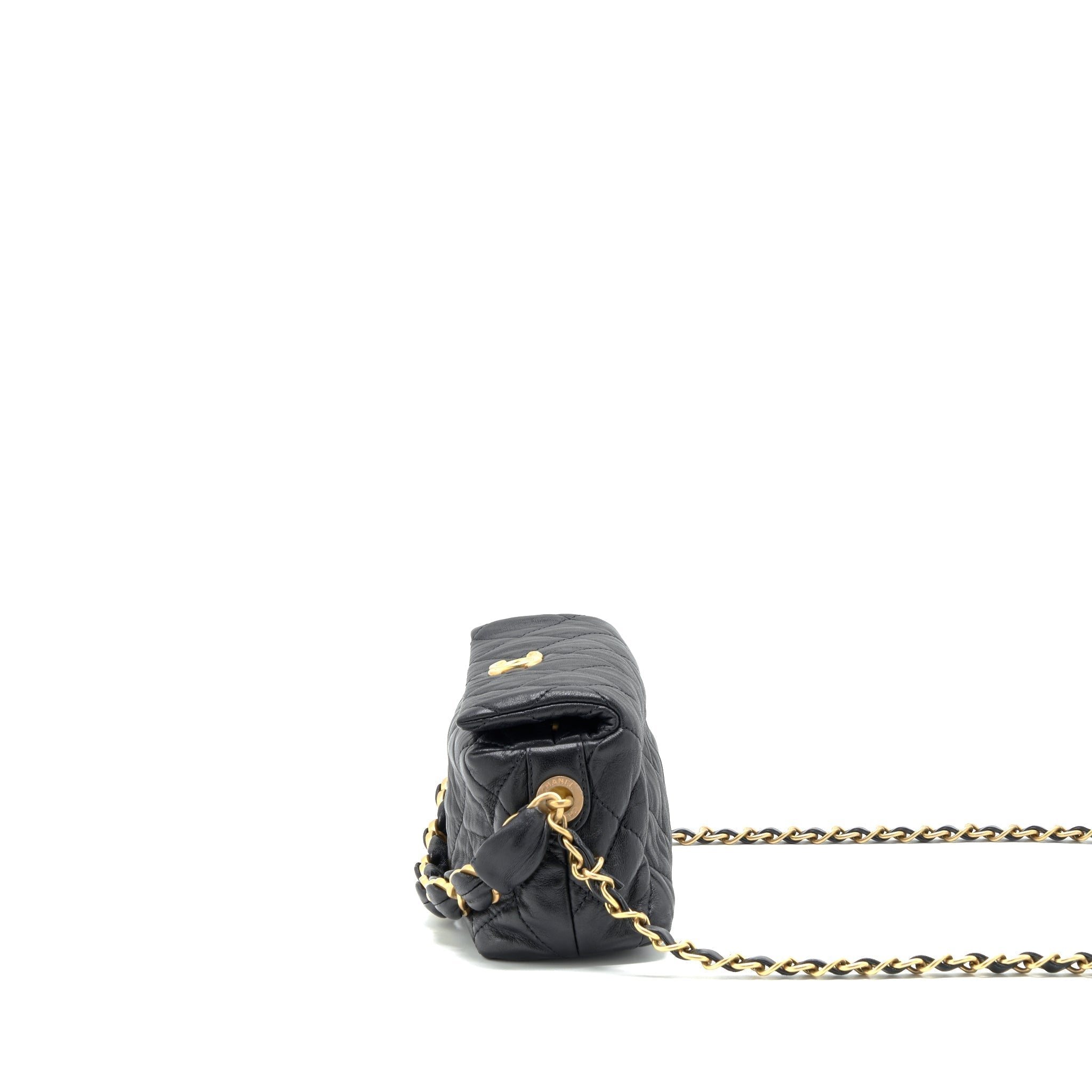 Chanel Small CC Wrapped Strap Bag Lambskin Black In Crumpled