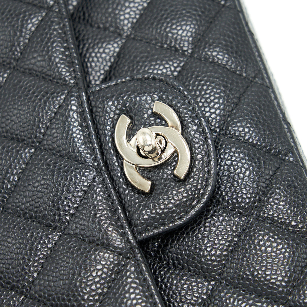 Chanel Medium Classic Double Flap Caviar Black  serial 12