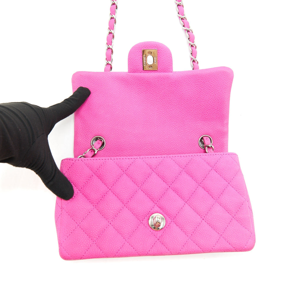 Chanel Mini Rectangular Flap Bag Grained Calfskin Pink