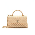 CHANEL CAVIER LARGE COCO HANDLE FLAP BAG BEIGE