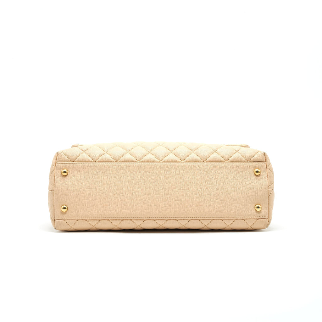 CHANEL CAVIER LARGE COCO HANDLE FLAP BAG BEIGE