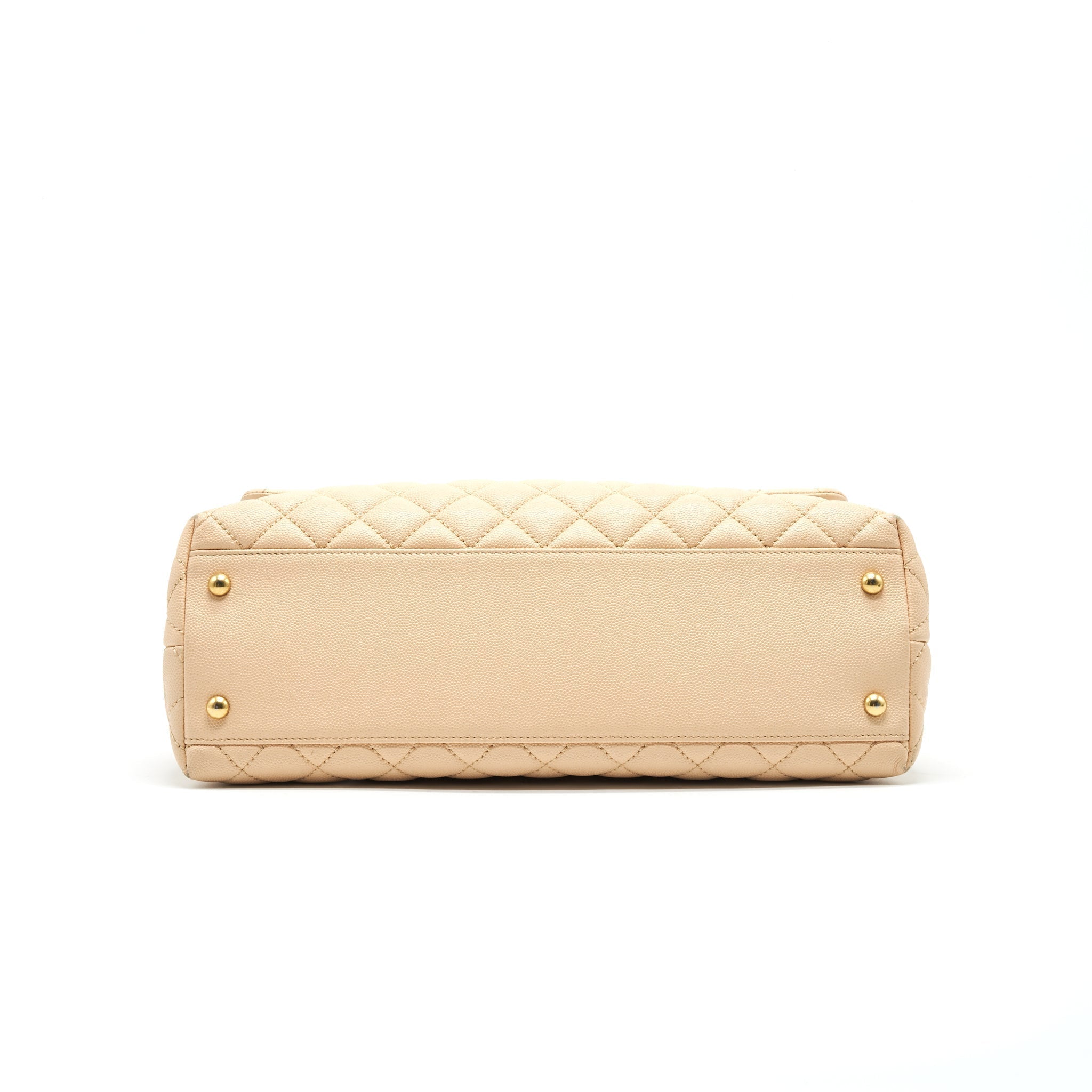 CHANEL CAVIER LARGE COCO HANDLE FLAP BAG BEIGE