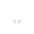 Chanel CC Logo Earrings Crystal Light Gold Tone
