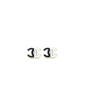 Chanel CC Logo Earrings Enamel Black/White Light Gold Tone