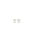 Chanel Bow/CC Logo Earring Crystal Silver Tone