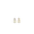 Chanel Camellia CC Logo Earrings Pearl/Crystal Light Gold Tone