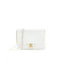 Chanel Quilted Pearl Chain Flap Bag In White