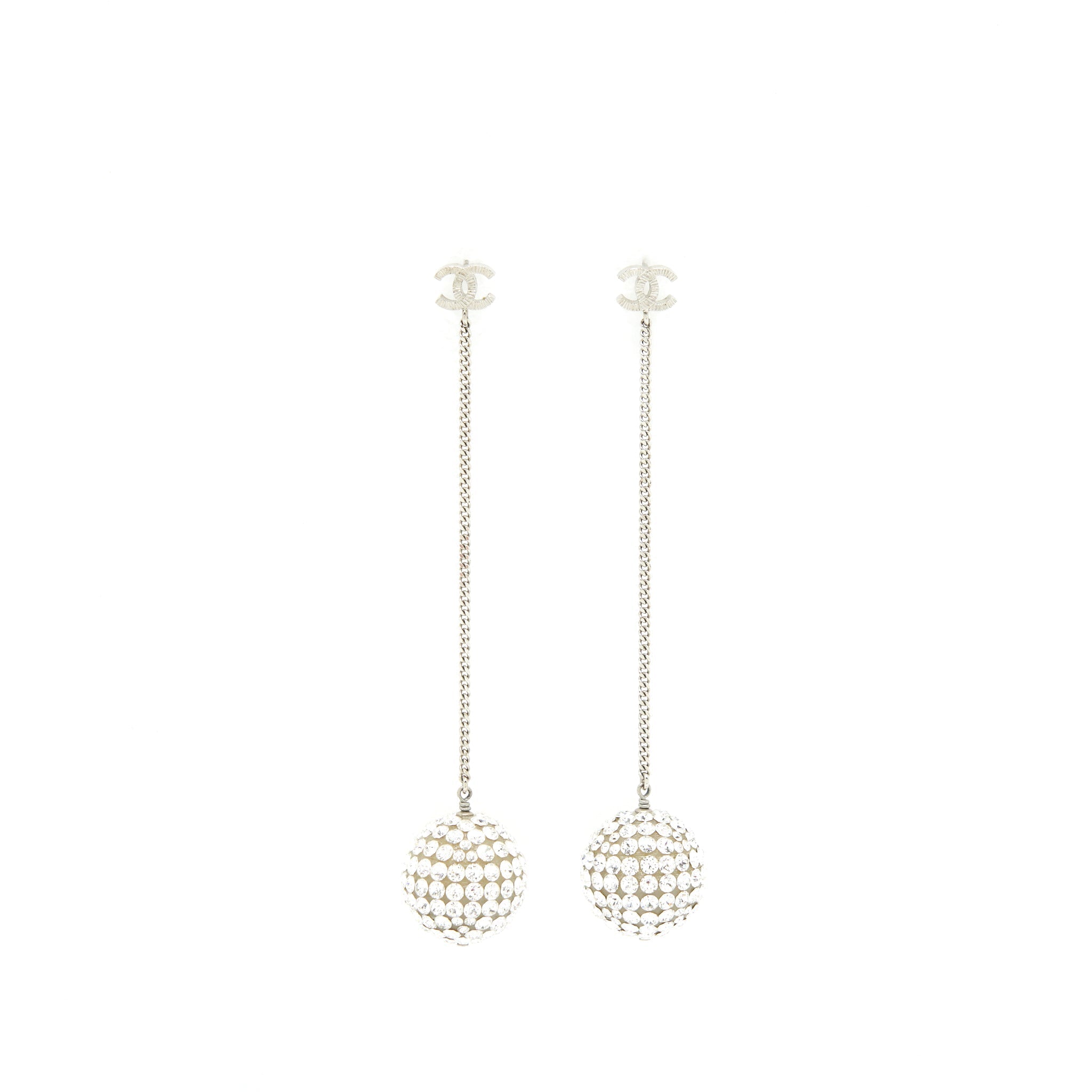 Chanel Drop Ball Crystal Earrings