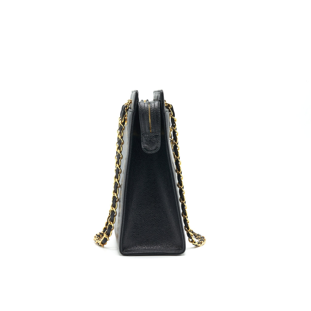 Chanel Vintage 24k Gold Caviar shopping Bag with Chain