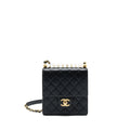 Chanel Limitation Pearl Flap Bag Goatskin Black