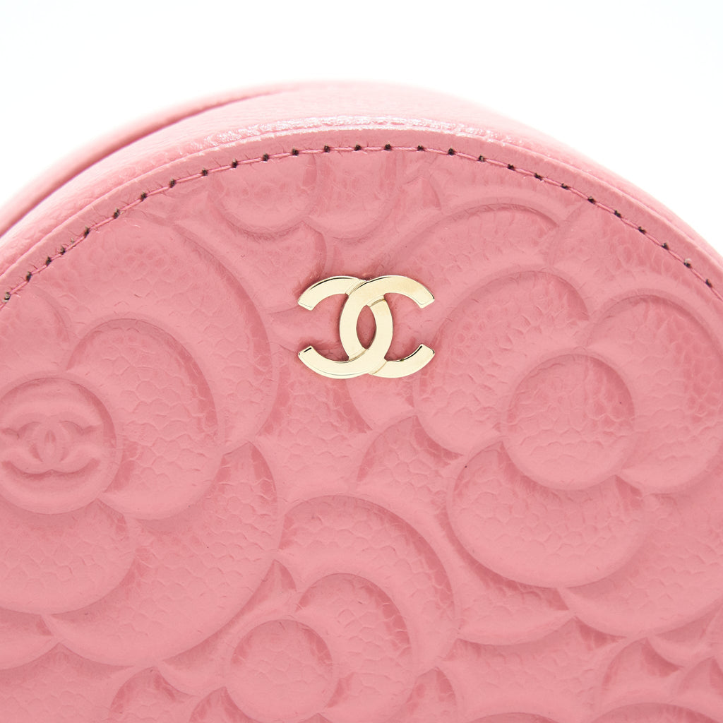 Chanel Camellia Round Clutch With Chain Pink L