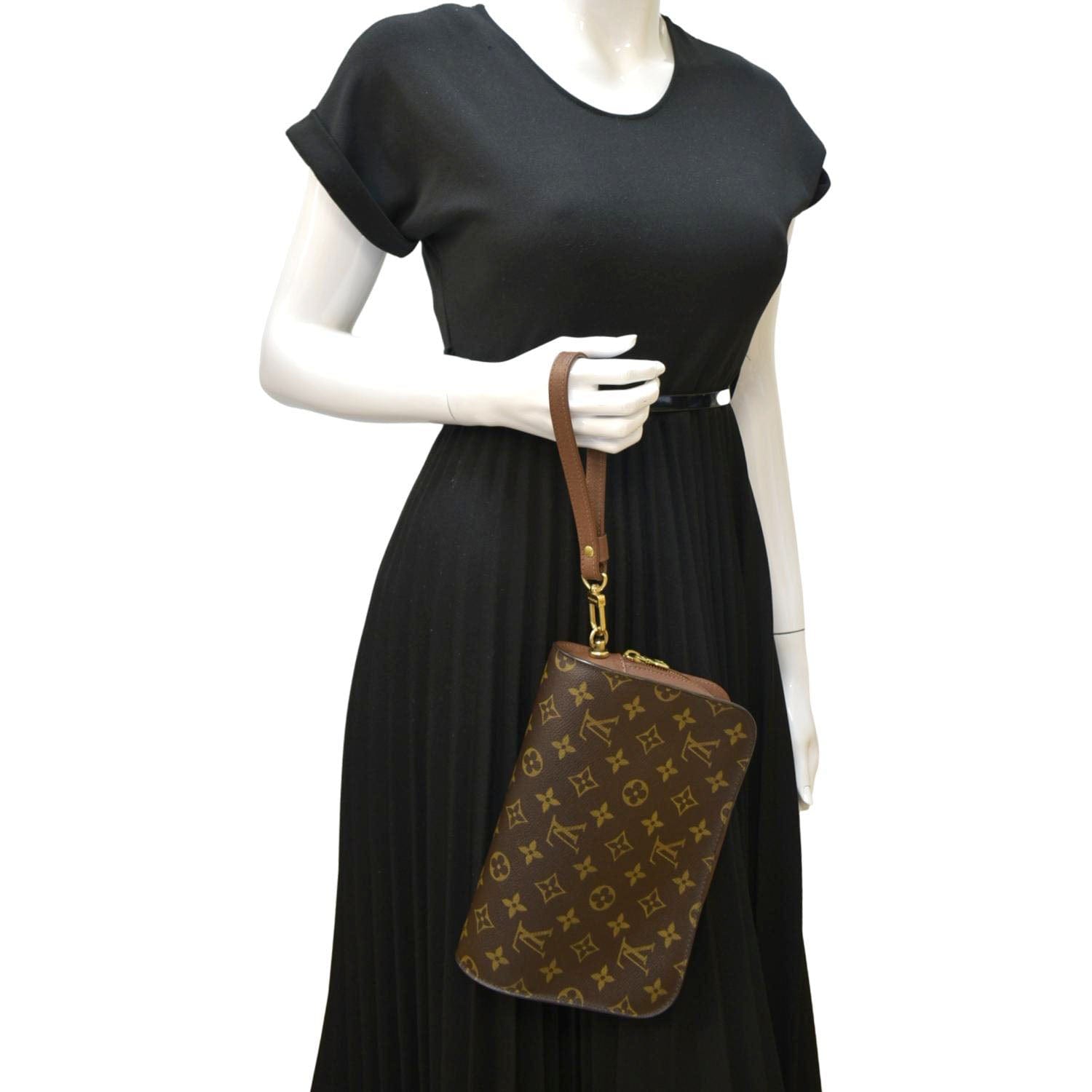 LOUIS VUITTON Orsay Monogram Canvas Clutch Bag Brown