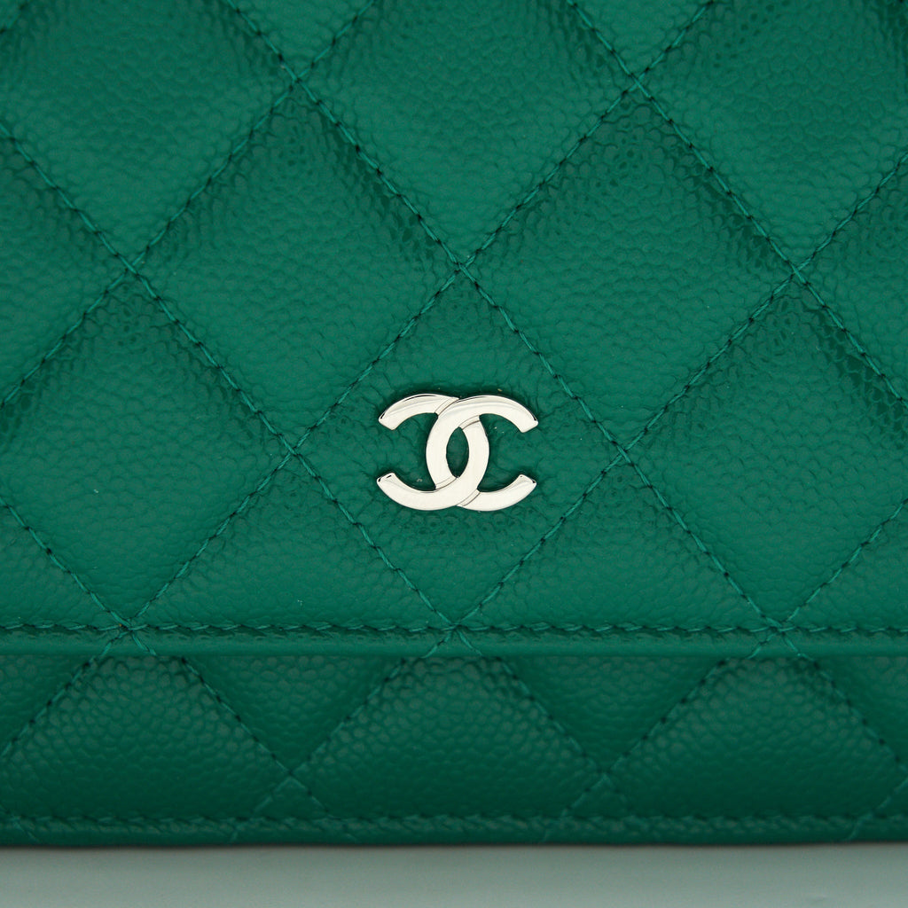 Chanel Classic Wallet On Chain Caviar Green