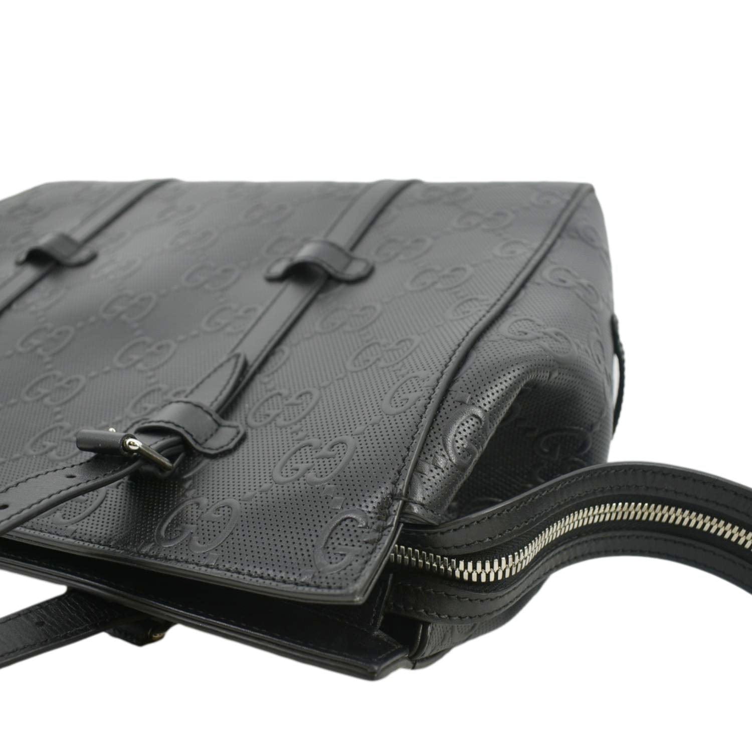 GUCCI GG Embossed Leather Tote Bag Black 232947