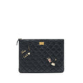Chanel 2.55 Leather Clutch with Charm Black