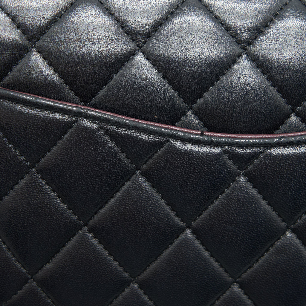 CHANEL MEDIUM CLASSIC DOUBLE FLAP LAMBSKIN BLACK