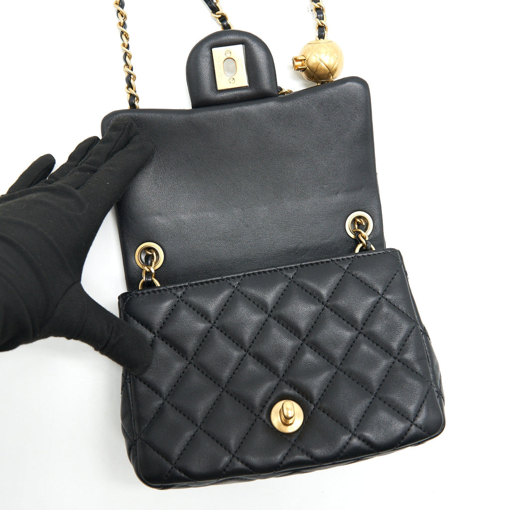 Chanel Pearl Crush Crush Mini Square Flap Bag Black