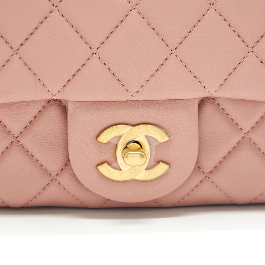 Chanel 21B Light Pink Pearl Crush Mini Square Flap Bag