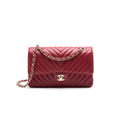 Chanel Medium Classic Double Flap caviar Raspberry Red with L