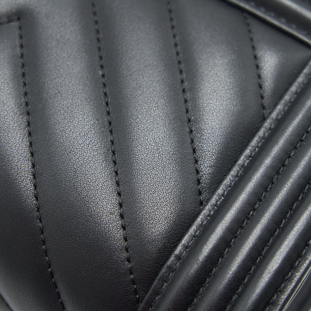 Chanel Small Chevron Leboy Bag Calfskin Black With