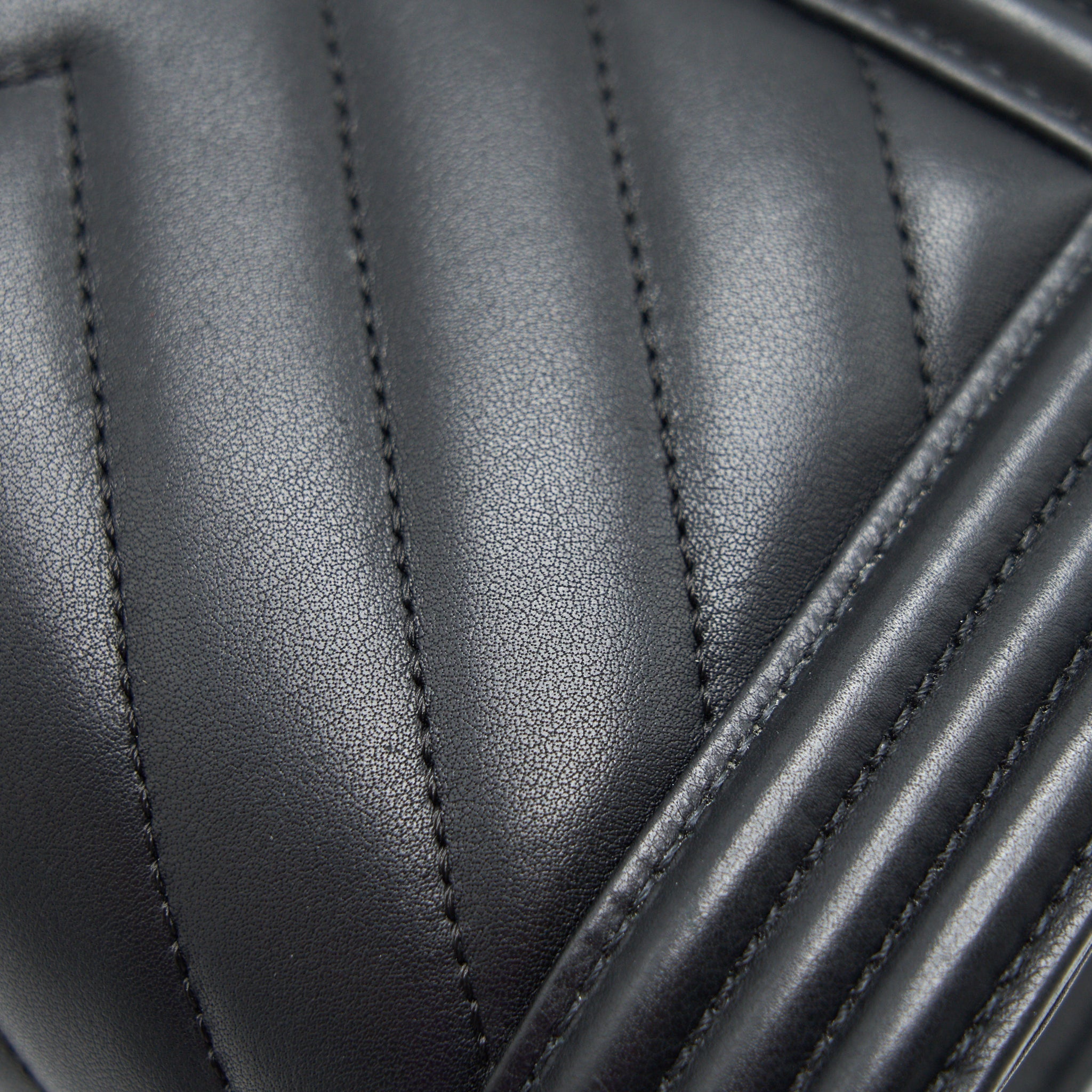 Chanel Small Chevron Leboy Bag Calfskin Black With