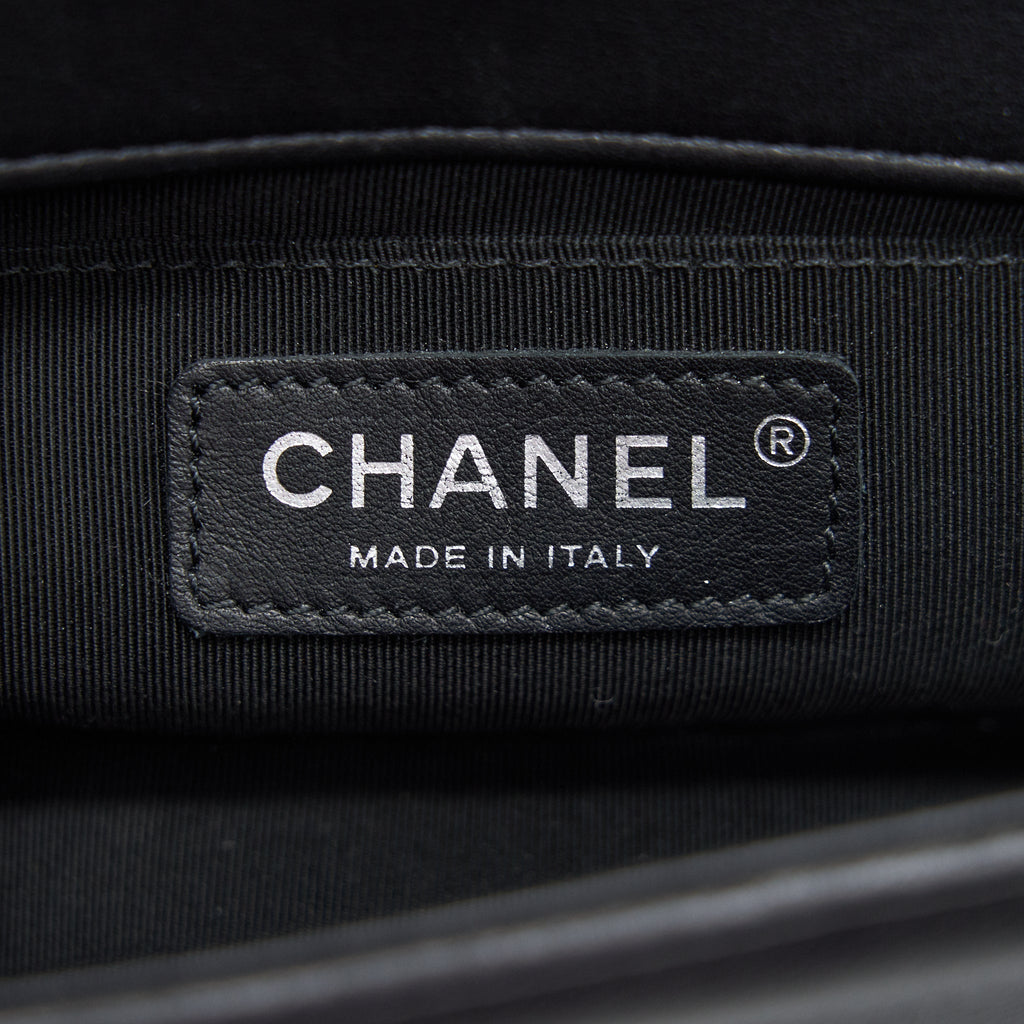 Chanel Small Chevron Leboy Bag Calfskin Black With