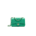 Chanel Chevron Mini Rectangular Green with L