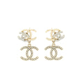 Chanel Logos Earrings With Pearls And Crystal L