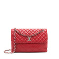 Chanel Quilted Large Flap Leather Bag With Chain Red