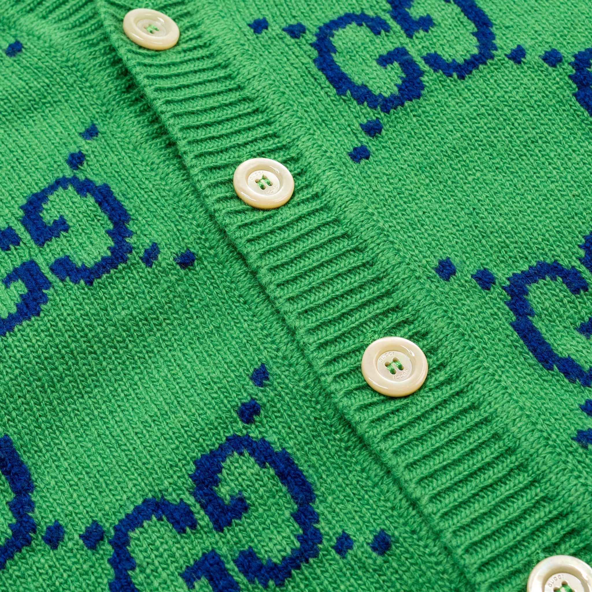 Gucci size S GG Knitted igan wool/laine Green/multicolour