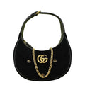 GUCCI GG Marmont Half Moon Mini Leather Shoulder Bag Black 770983