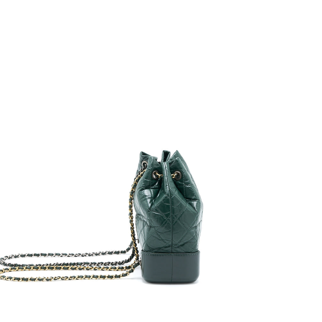 Chanel Small Gabrielle Backpack Calfskin Dark Green Multicolour Hardware